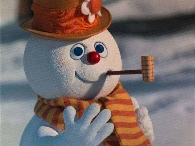 A stop-motion puppet Frosty as he's seen in Rudolph and Frosty's Christmas in July.