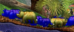 A group of blue grazers try unsuccessfully to blend in.
