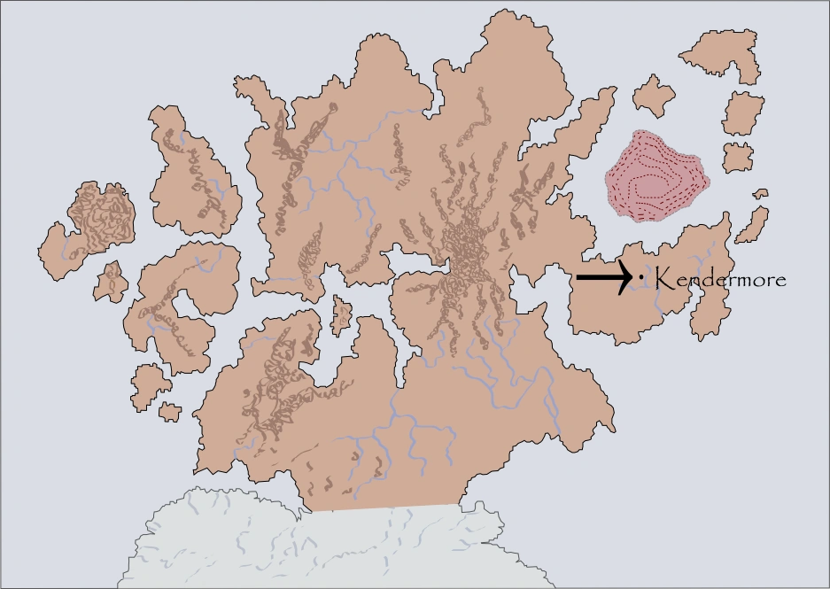 Map of Ansalon with Kendermore marked