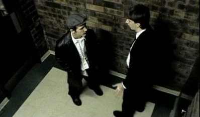 Jared Fladeland and Adam Vidden argue about punctuality in The Blue Briefcase.