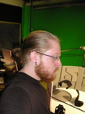 Travis Lynn Mattick working on the animation sequence in The Lost Road: Penis Stab-Match