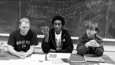 Meseret Haddis (center) with Rob Ross and Andrew Ihla in Writing Aluminati
