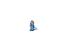 Karel, a swordmaster, attacking with a critical hit.