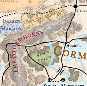 The Stonelands in relation to Cormyr.