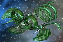 A custom ship on GalCiv II's main map screen