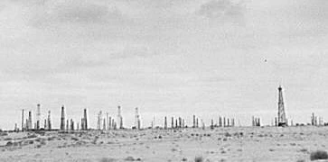 Oil field in California, 1938 The first modern oil well was drilled in 1848 by Russian engineer F.N. Semyonov, on the Apsheron Peninsula north-east of Baku.