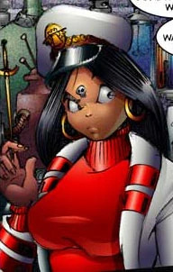 Does it help that she looks good in red-and-white? No. It really doesn't.