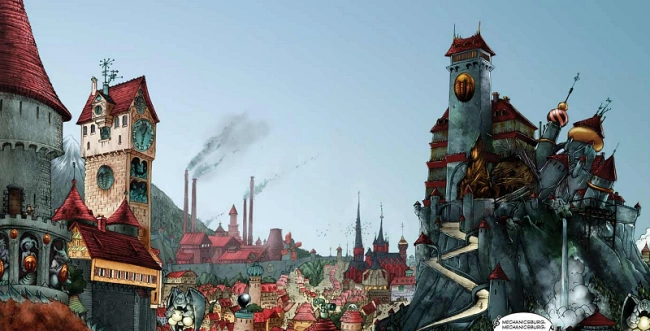 From the river gate - the Castle, the cathedral and a distant factory.