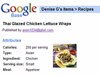 Recipes in Google Base: a competitor for Wikibooks Cookbook?