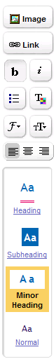 Sidebar giving basic WYSIWYG editing