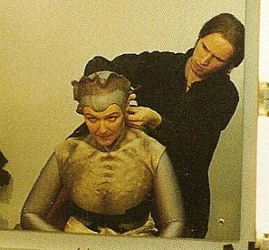 Frances Barber, being made up as Medusa