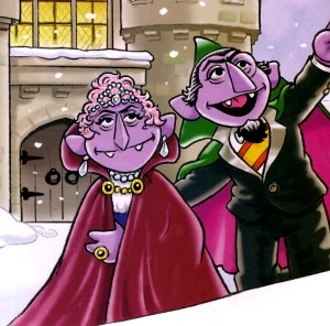 The Count and Countess count snowflakes in Friendly, Frosty Monsters.
