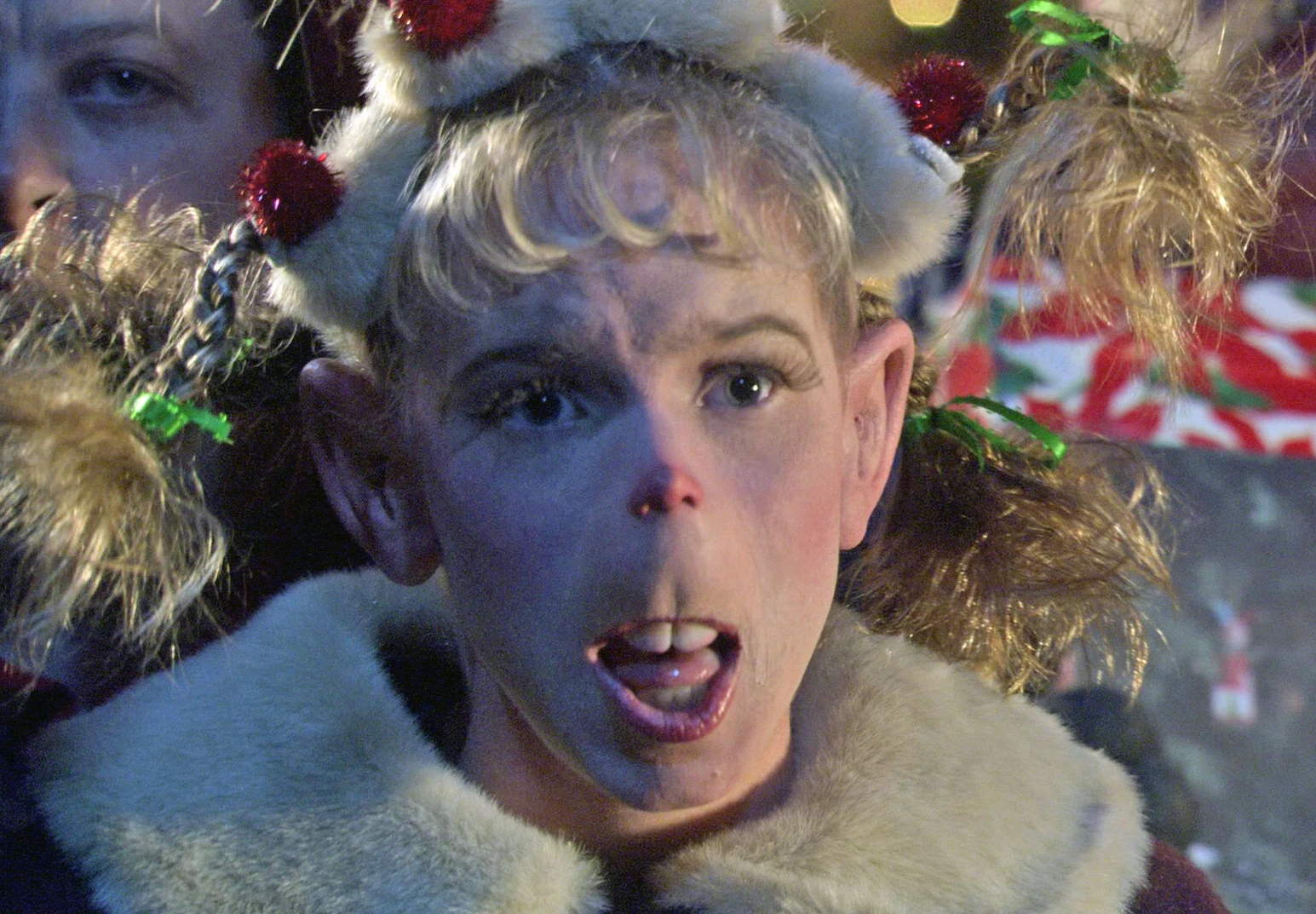 Chantal Strand, in heavy make-up in It's a Very Merry Muppet Christmas Movie