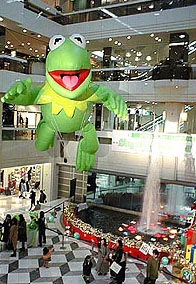A giant Kermit display in a Japanese mall, c. 2002