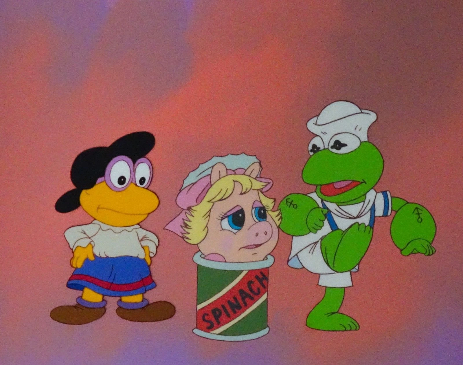 Baby Kermit yam what he yam in "The Great Muppet Cartoon Show"