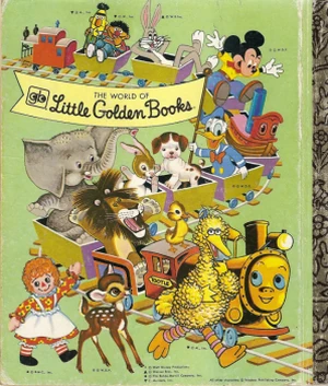 Bert, Ernie, and Big Bird join Bugs, Mickey, and Poky Little Puppy on the back cover, ca. 1976