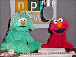 Rosita and Elmo in the NPR studio for Morning Edition
