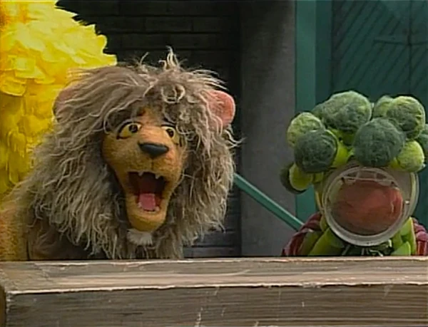 Chicago the Lion, with Wanda Cousteau dressed as broccoli.