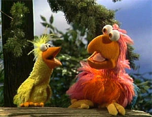 Little Bird and the puppet used for H. Ross standing in for a generic bird in "We Are All Earthlings."