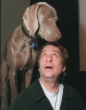 William Wegman and Fay's grandson, Chip, in 1996