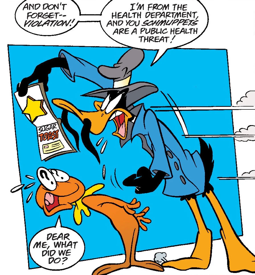 Daffy Duck and an ersatz Kermit