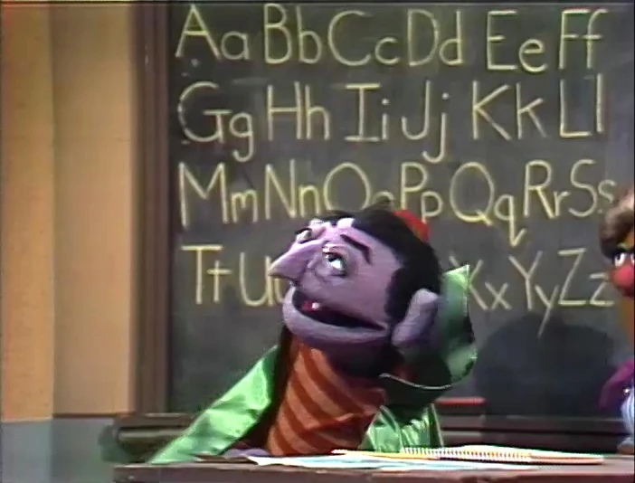 Count von Count's first day of school.