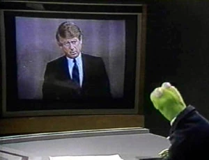 Koppel and Kermit speak via satellite.