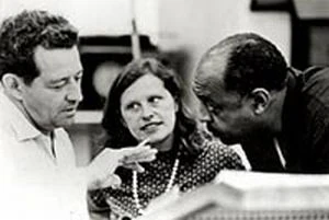 John and Faith Hubley, left, with jazz musician Benny Carter