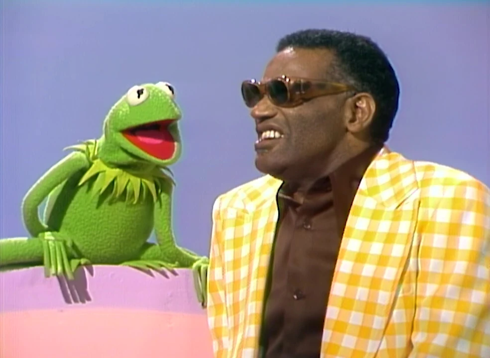 Kermit and Ray Charles sing "Bein' Green" on Cher in 1975.