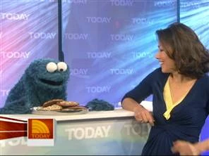 Cookie Monster and Ann Curry, on May 10, 2007.