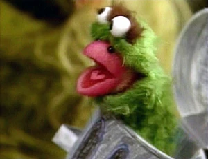 Sylvia dressed as a grouch.