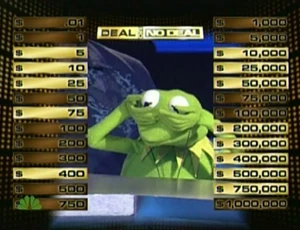 Kermit waits for the next case to open.
