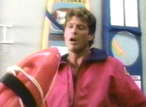 David Hasselhoff, singing to his life-saving equipment in She Drives Me Crazy