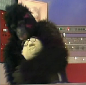Dr. Bunsen Honeydew is not being eaten by a man in a gorilla suit.