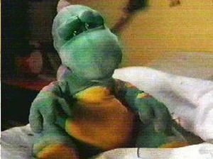 Dog the toy dinosaur