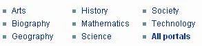 300 pixel wide set of links as seen on the Wikipedia Main Page.