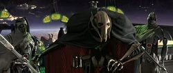 General Grievous na ponte da sua nave, a Mão Invisível