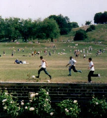 Footy in Greenwich Park, London, England, June