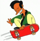 Apu on a skateboard
