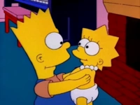 Bart holding baby Lisa as seen in Lisa's First Word.
