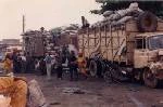 Trucks offloading charcoal