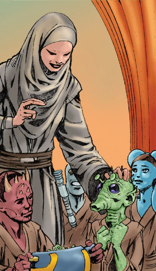 A group of younglings and their minder.