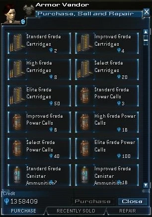 A typical vendor menu window