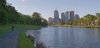 Melbourne's Yarra River is popular area for walking, jogging, cycling and relaxing on the banks with a picnic.Photo by David Iliff.