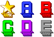 The six possible rankings after winning a battle in the game.