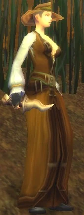 Human female wielding the Lorespinner