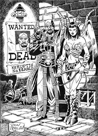 The nefarious warlock Keruptis SaDiablo, as drawn by the legendary Don Perlin.