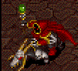 A death knight rides an undead horse in Warcraft II.